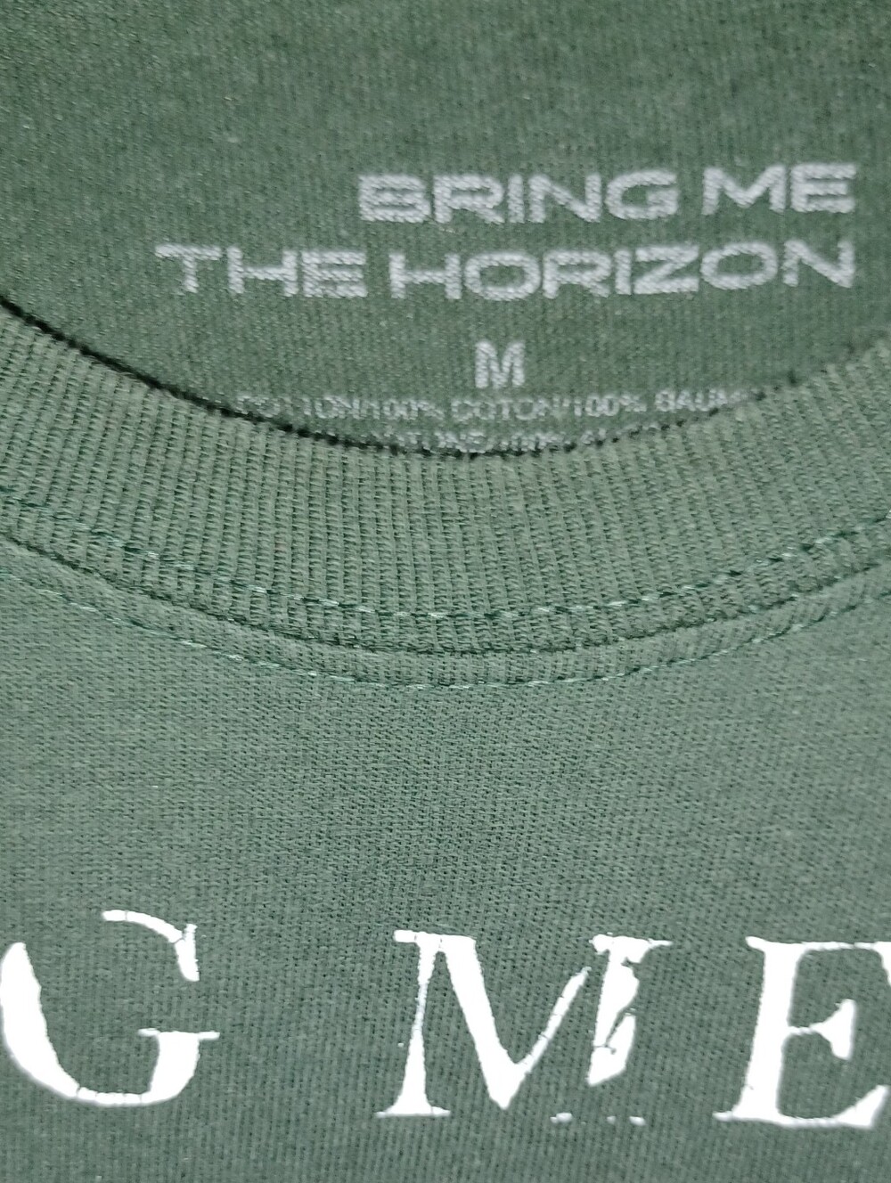 Upcycled Bring Me The Horizon Graphic T-shirt - Green Plaid Sleeves - Picture 9 of 9
